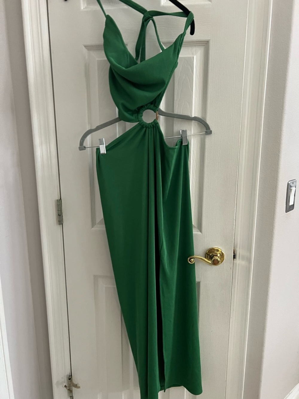 Green Cutout Maxi Dress with Ring Detail